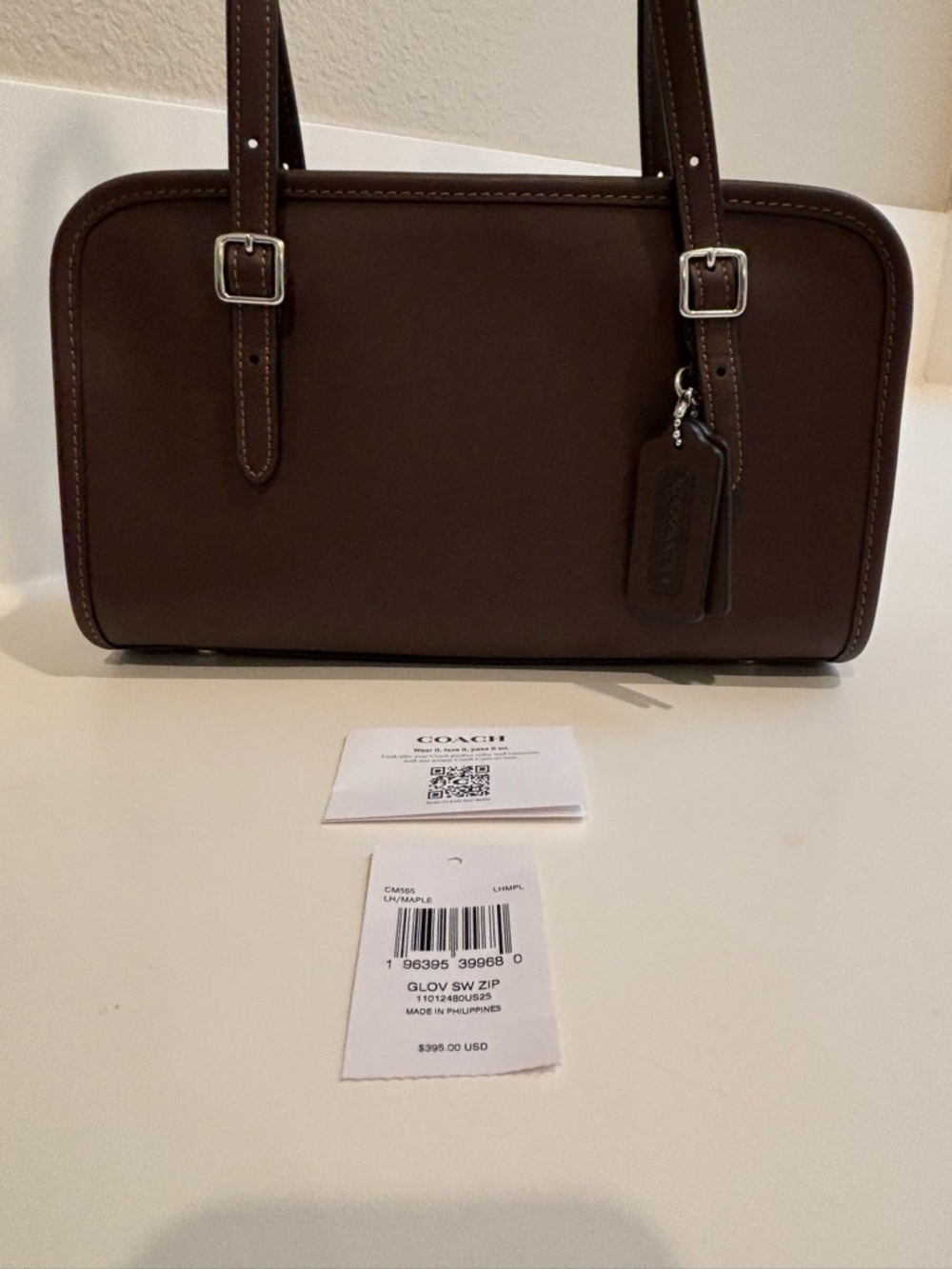 Coach Swing Zip Glovetanned Leather Shoulder Bag- Maple - Picture 6 of 11